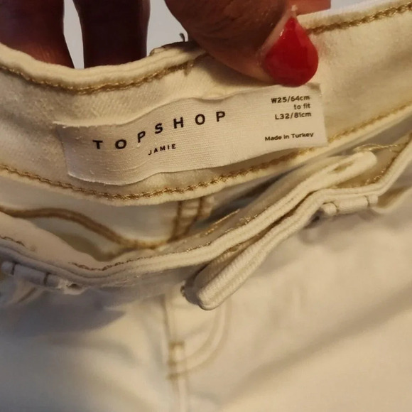 Topshop Jamie Cream Denim Skinny Jeans Women Size 2 25 x 32 5-Pocket FLAW - Picture 6 of 9